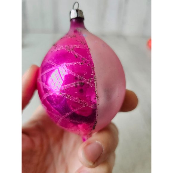 Antique Poland Bell teardrop pink fantasia ornament glass mercury Xmas tree - Picture 5 of 9